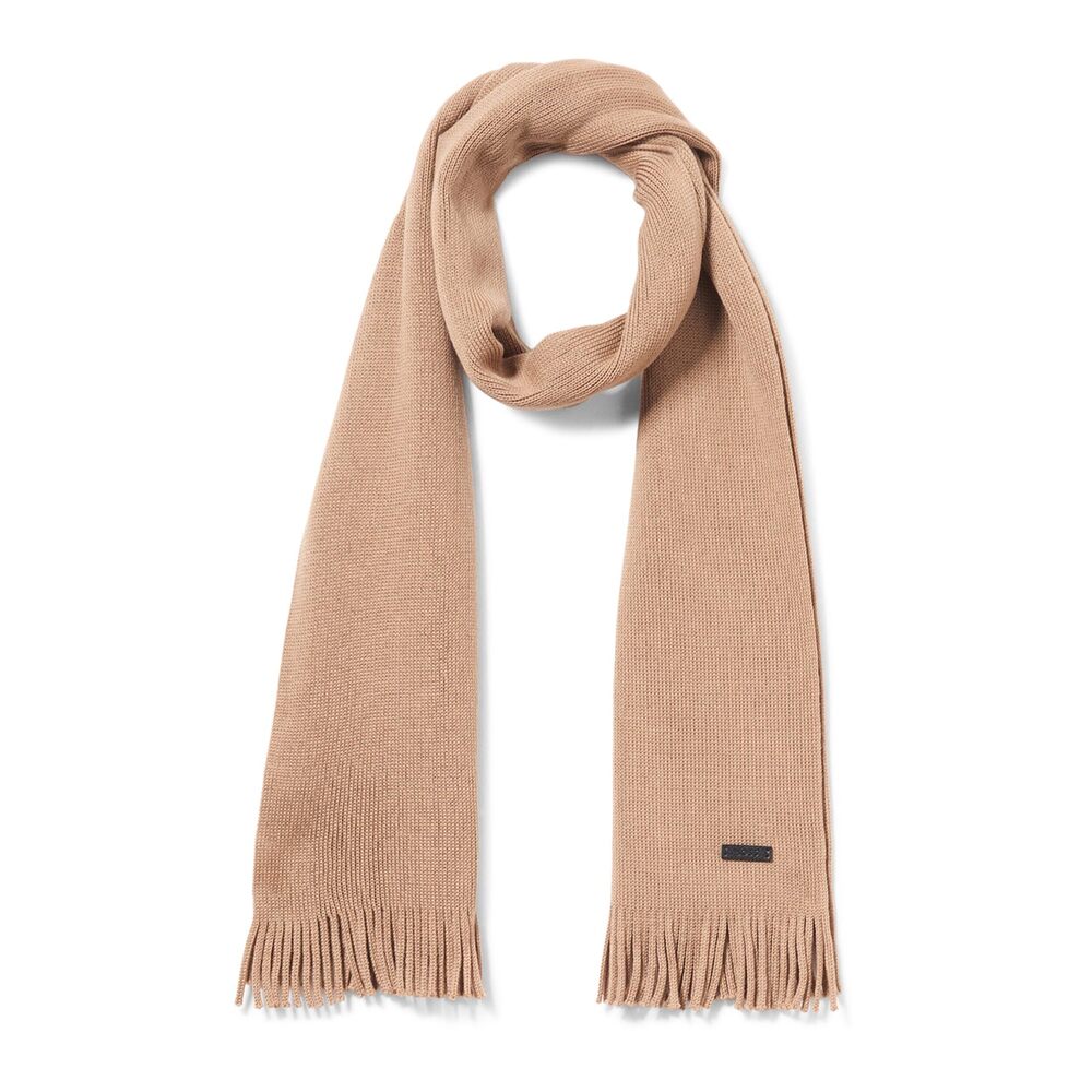 4781 Wool Textured Small Logo Scarf, iconic camel, One Size